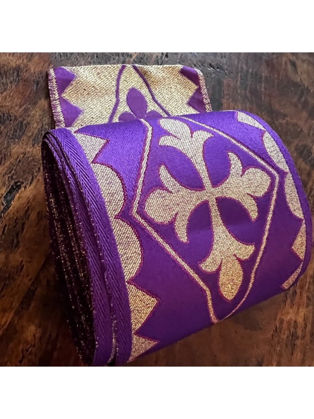 8 Yrds Purple & Gold Liturgical Trim 4 Inch